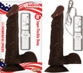 AFRO AMERICAN WHOPPER-8"VIBRATING W/ BALLS BROWN