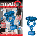 THE MACHO DOUBLE COCK & BALLS RING W/ CLITORAL TICKLER-BLUE