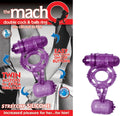 THE MACHO DOUBLE COCK & BALLS RING W/ CLITORAL TICKLER-PURPLE