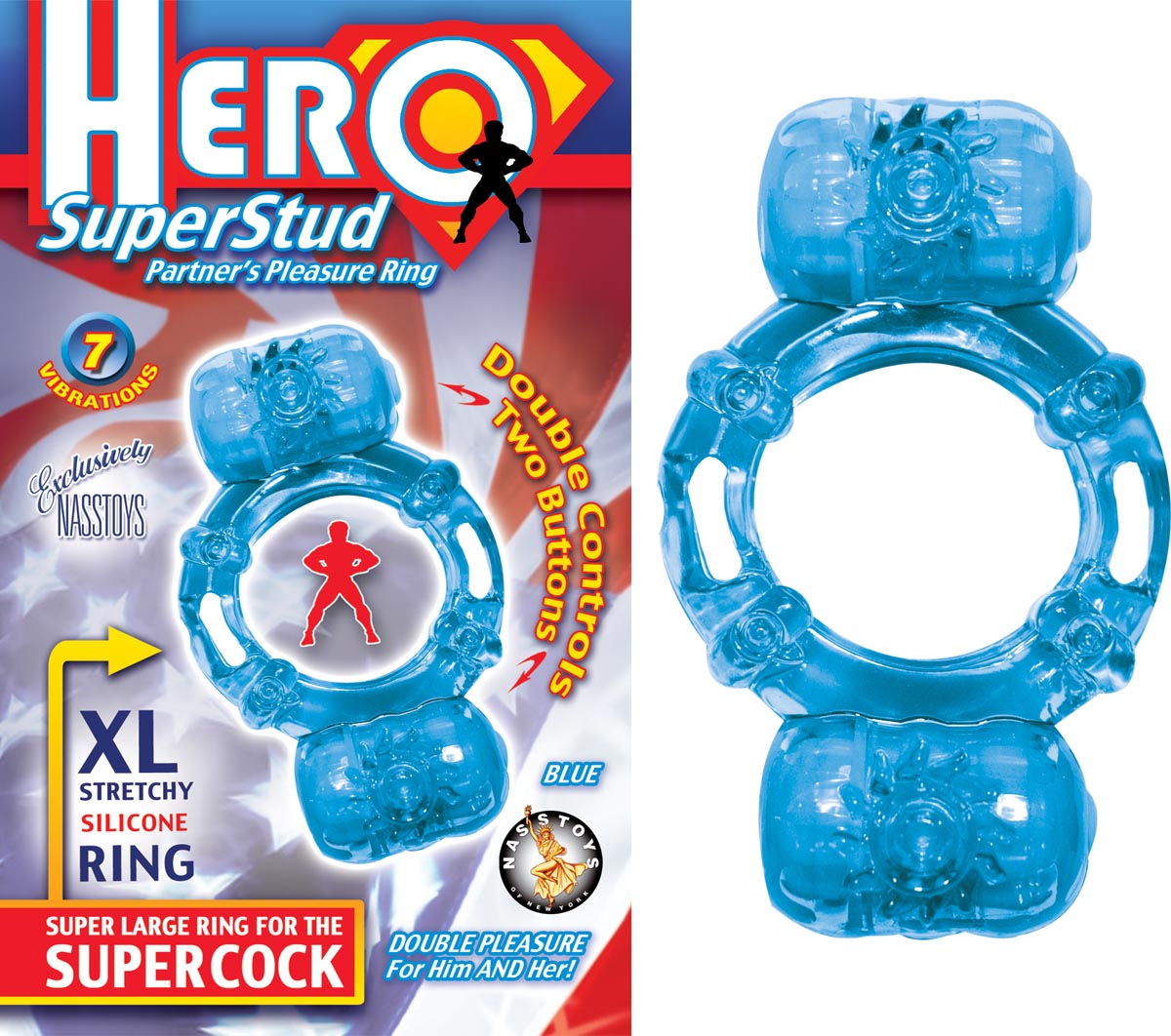 HERO SUPERSTUD PARTNER'S PLEASURE RING - BLUE