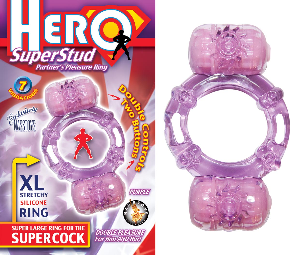 HERO SUPERSTUD PARTNER'S PLEASURE RING - PURPLE