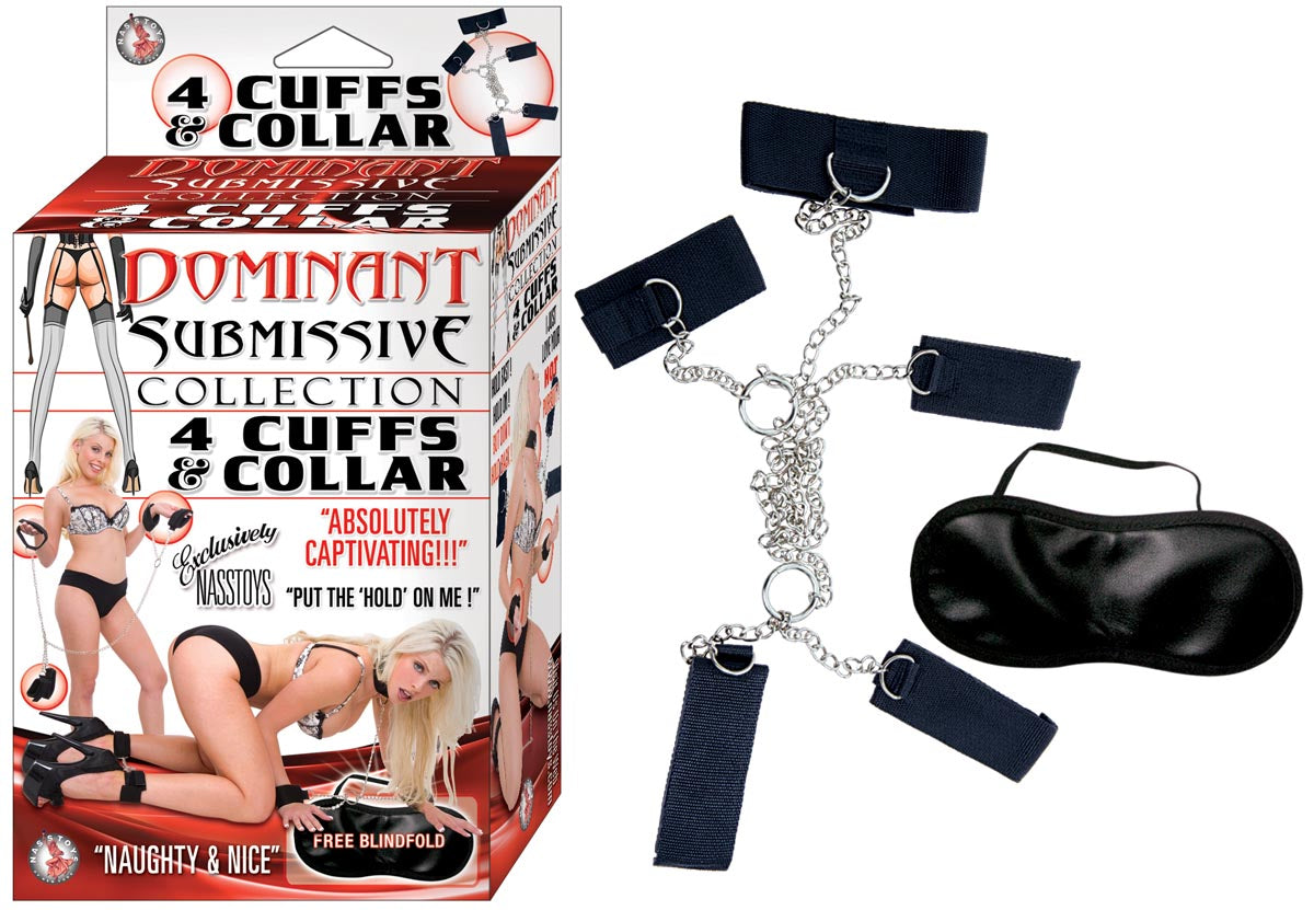 DOMINANT SUBMISSIVE 4 CUFFS & COLLAR - BLACK