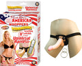 ALL AMERICAN WHOPPERS VIBRATING 8" DONG WITH UNIVERSAL HARNESS - WHITE