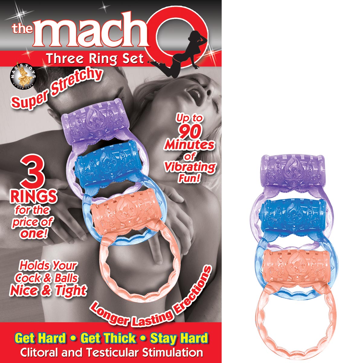 THE MACHO COLLECTION 3 RING SET - ASSORTED COLORS