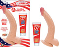 ALL AMERICAN WHOPPERS 8" CURVED DONG WITH BALLS + LUBE - WHITE