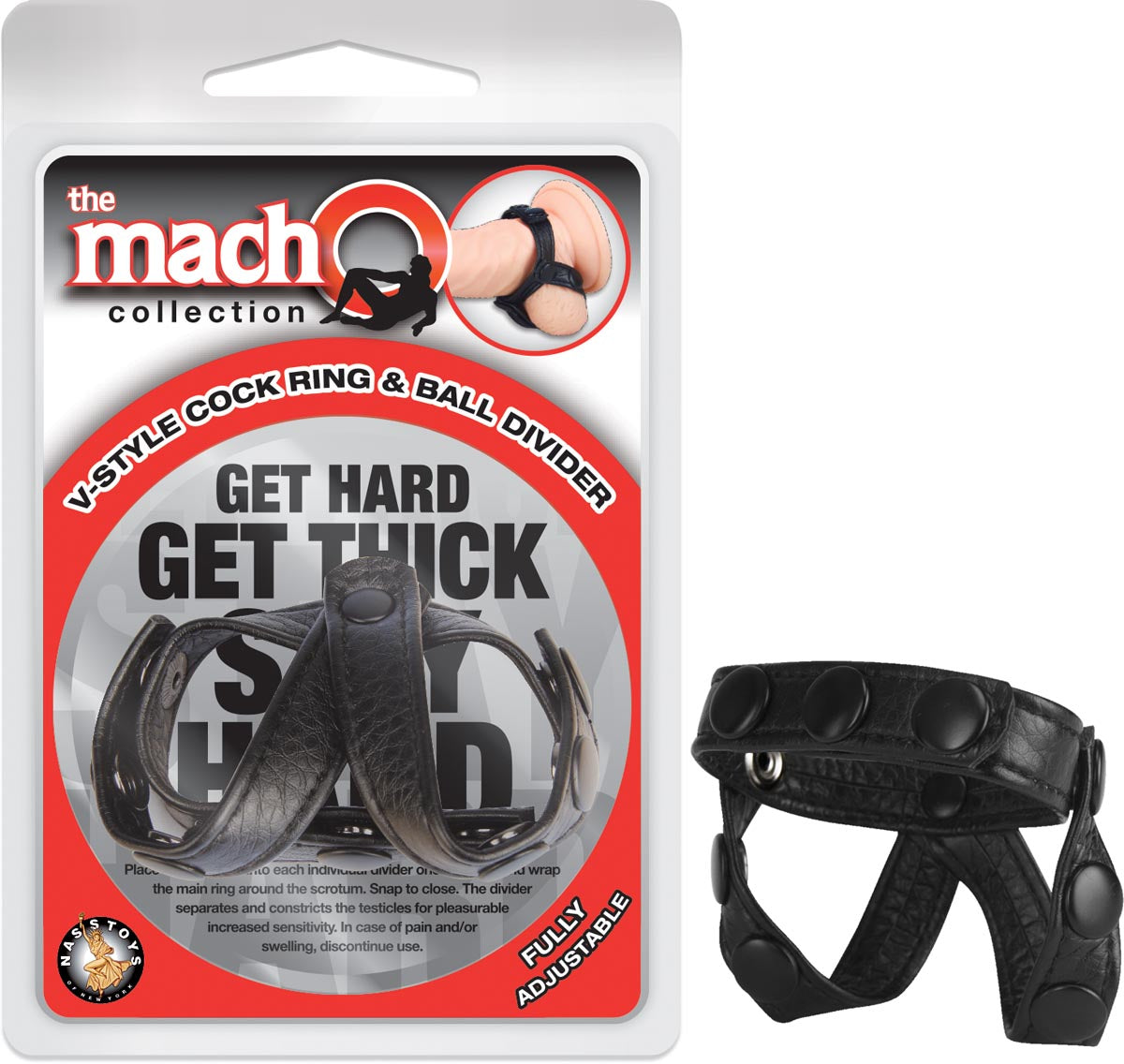 THE MACHO V-STYLE COCK RING & BALL DIVIDER - BLACK