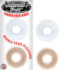MACK TUFF RIBBED COCK RINGS - CLEAR/SMOKE
