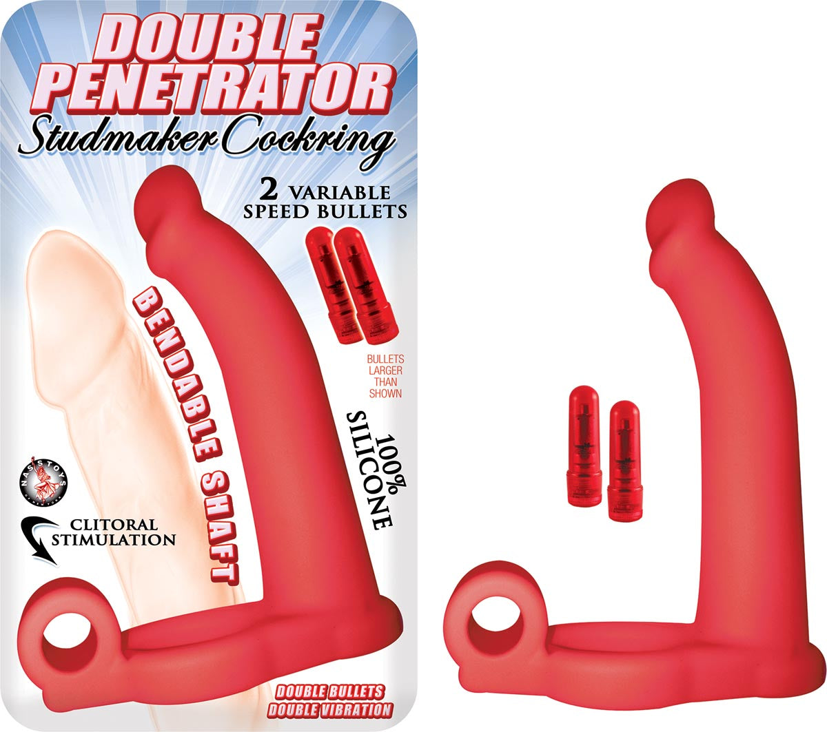 DOUBLE PENETRATOR STUDMAKER COCKRING-RED