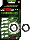 MY TEN ERECTION RINGS BEADED COMFORT RINGS-BLACK