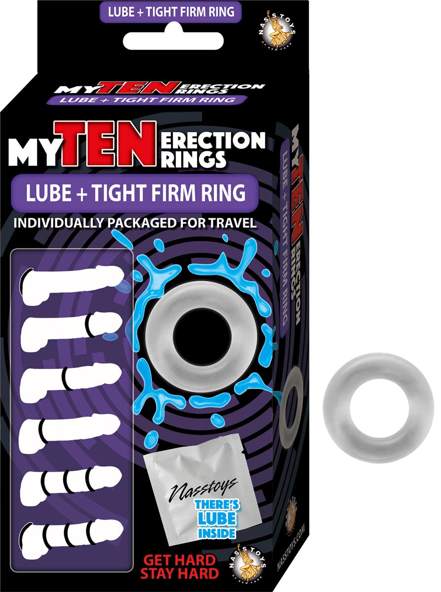 MY TEN ERECTION RINGS LUBE + TIGHT FIRM RING-CLEAR