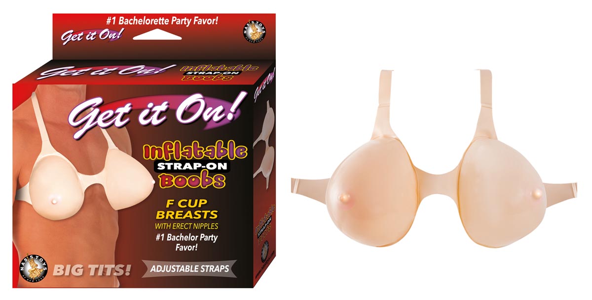 GET IT ON! INFLATABLE STRAP-ON BOOBS-WHITE