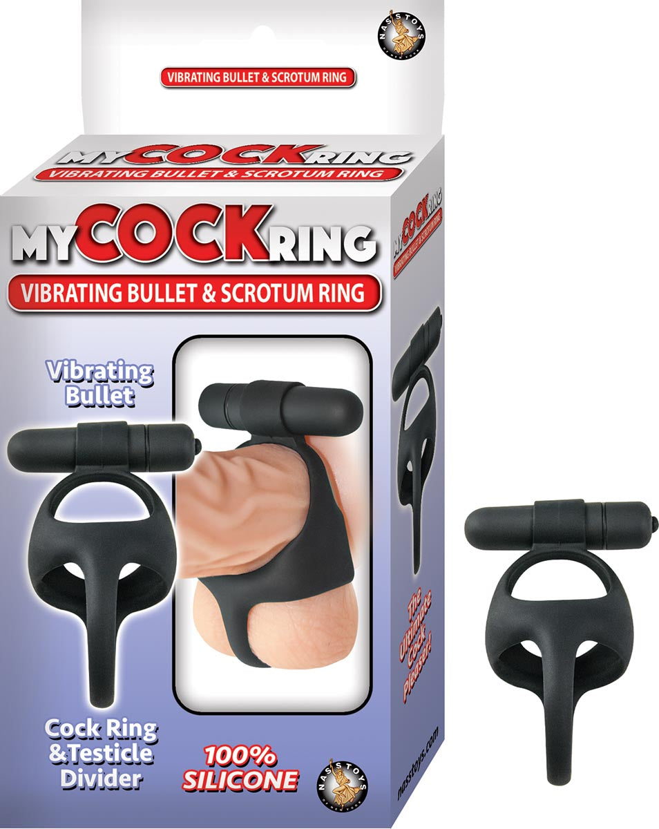 MY COCKRING VIBRATING BULLET & SCROTUM RING-BLACK