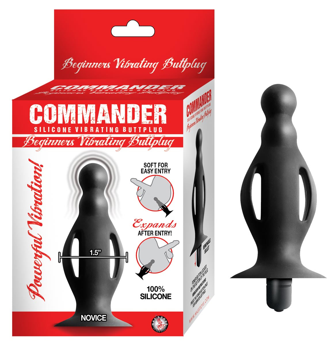 COMMANDER BEGINNERS VIBRATING BUTTPLUG-BLACK