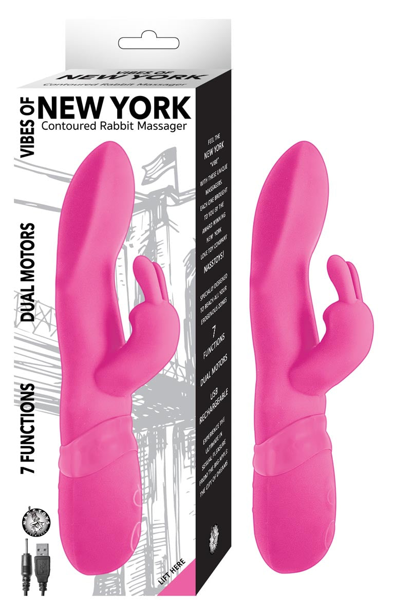VIBES OF NEW YORK CONTOURED RABBIT MASSAGER-PINK