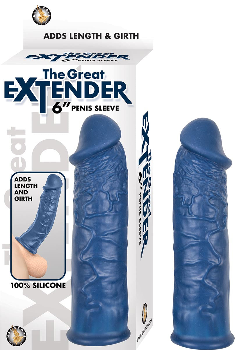 THE GREATEST EXTENDER 6" PENIS SLEEVE-BLUE