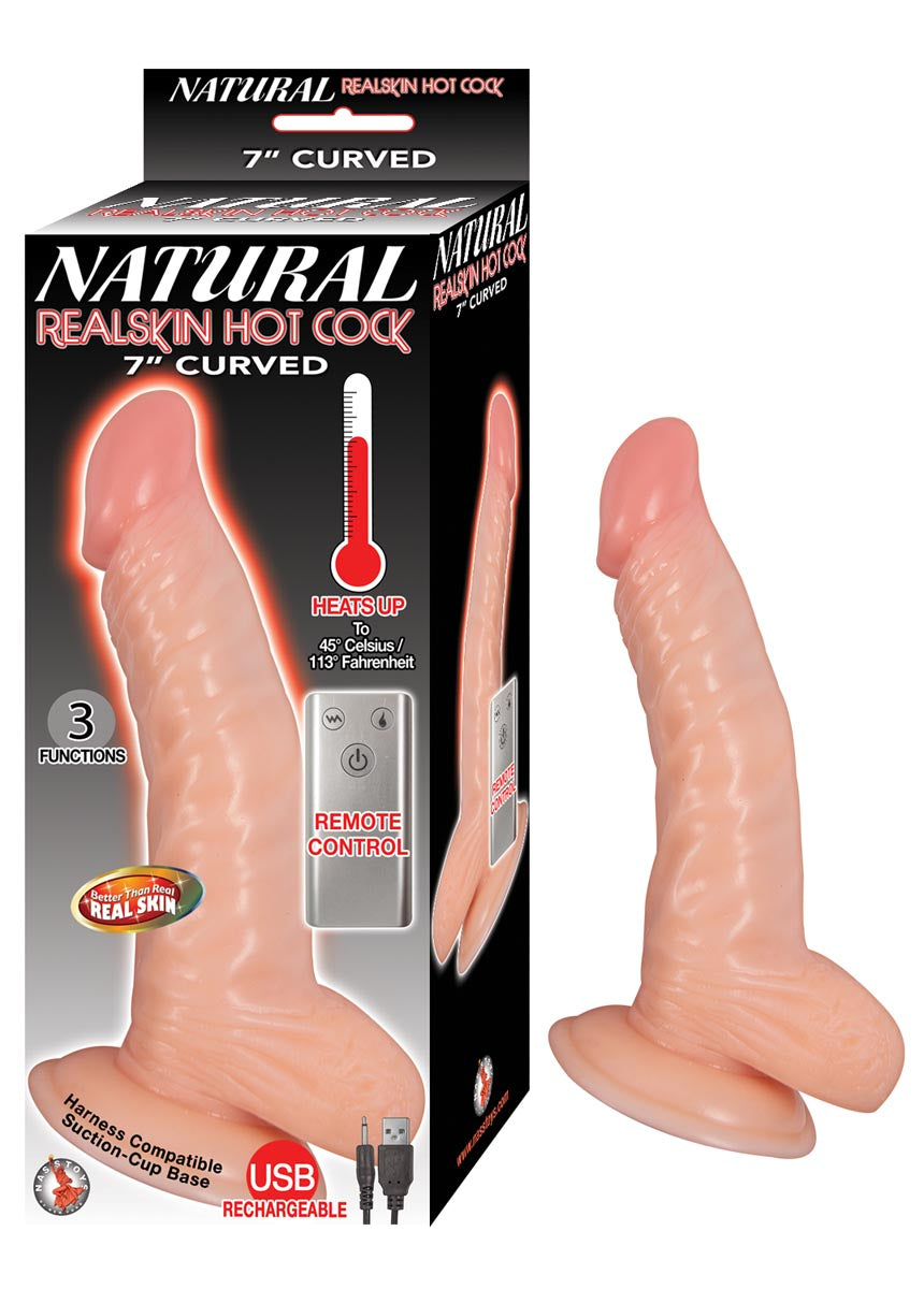 NATURAL REALSKIN HOT COCK CURVED 7"-WHITE