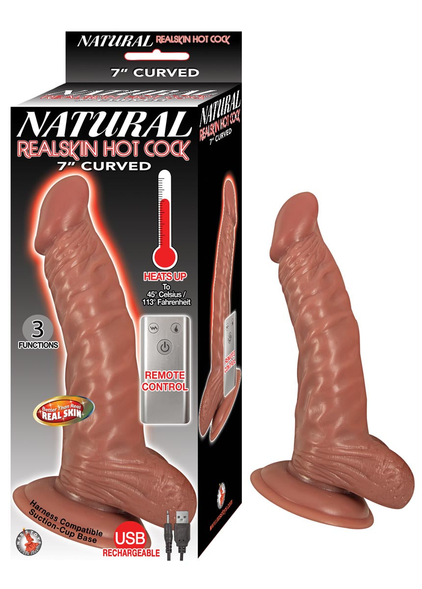NATURAL REALSKIN HOT COCK CURVED 7"-BROWN