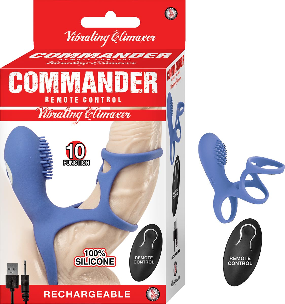 COMMANDER REMOTE CONTROL VIBRATING CLIMAXER-BLUE