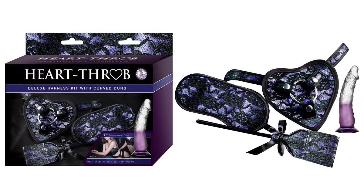 HEART-THROB DELUXE HARNESS KIT WITH CURVED DONG-PURPLE
