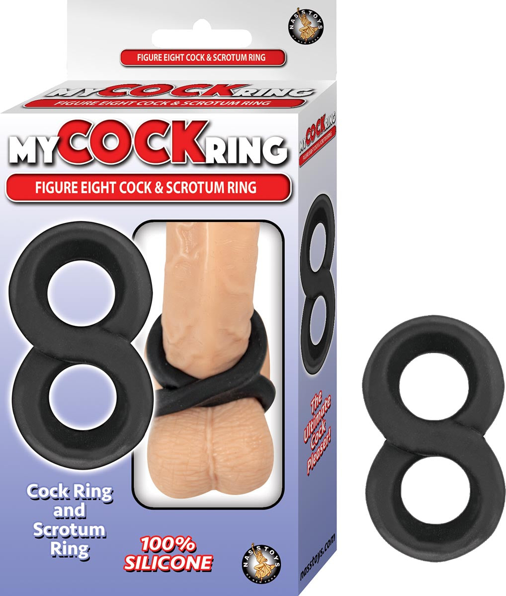 MY COCKRING FIGURE EIGHT COCK & SCROTUM RING-BLACK