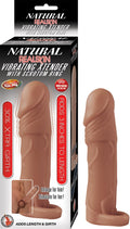 NATURAL REALSKIN VIBRATING XTENDER WITH SCROTUM RING-BROWN
