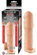 NATURAL REALSKIN VIBRATING UNCIRCUMCISED XTENDER WITH SCROTUM RING-WHITE