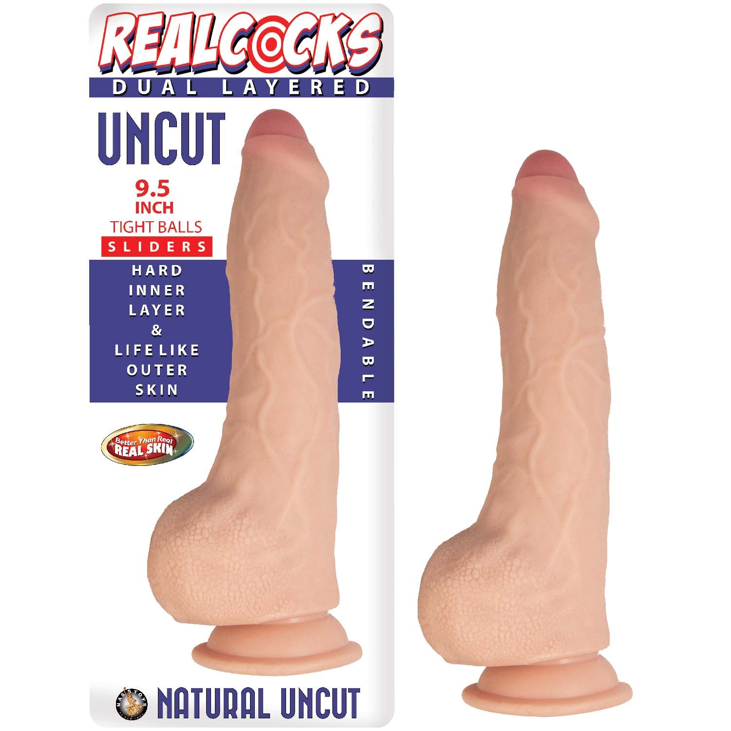 REALCOCKS DUAL LAYERED UNCUT SLIDERS 9.5 TIGHT BALLS-WHITE