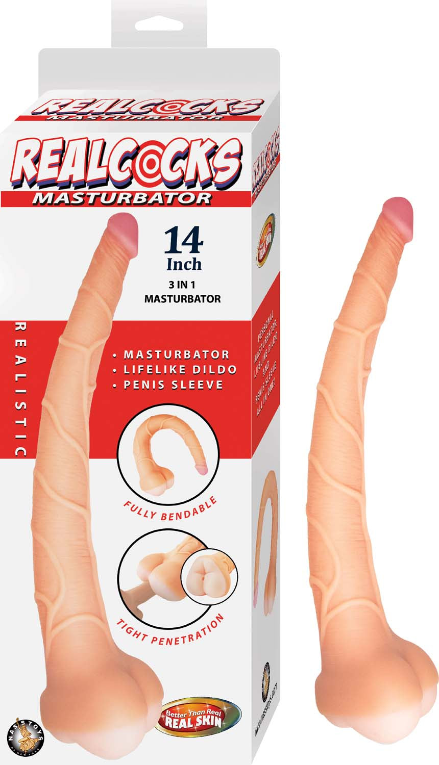 REALCOCKS MASTURBATOR 14" 3 IN 1 MASTURBATOR-WHITE