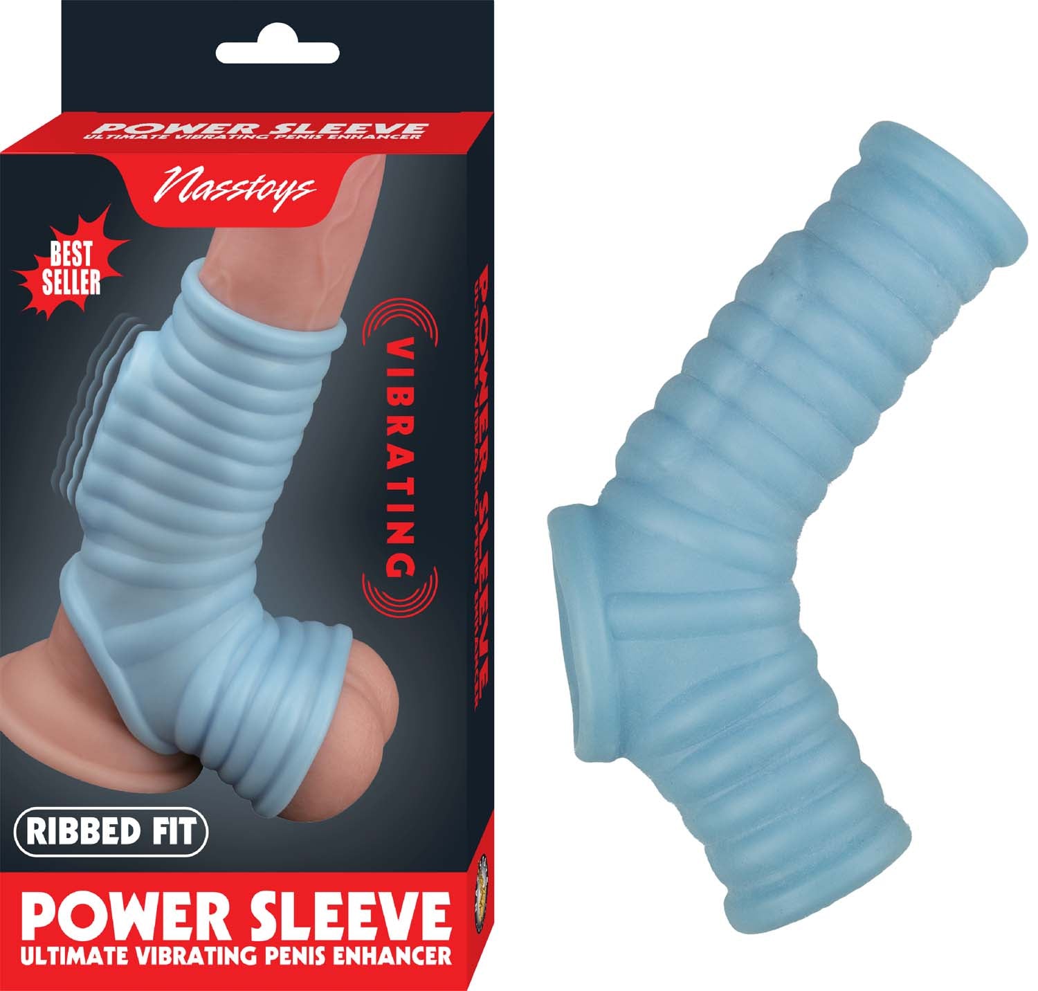 VIBRATING RIBBED SLEEVE-BLUE