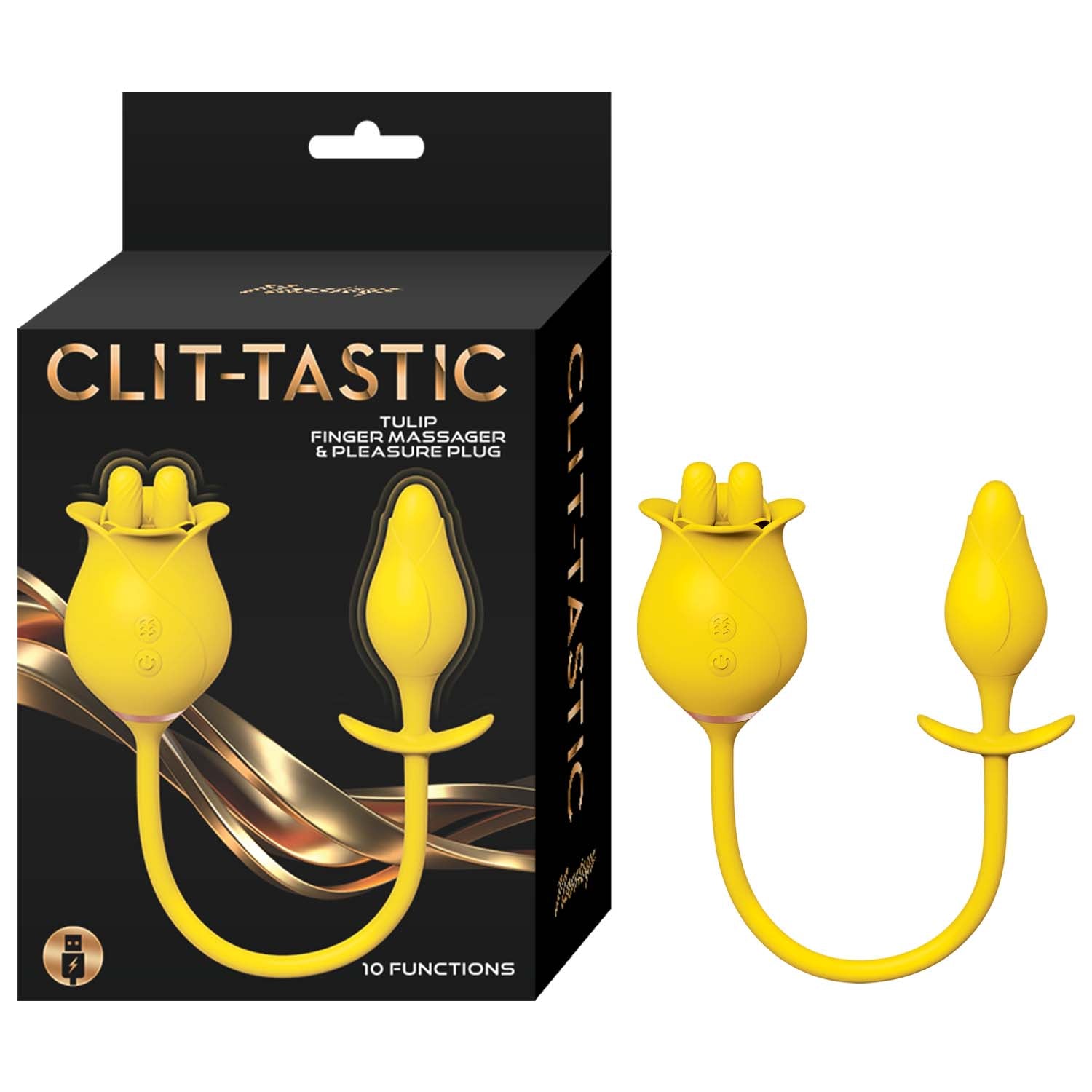 CLIT-TASTIC TULIP FINGER MASSAGER & PLEASURE PLUG-YELLOW