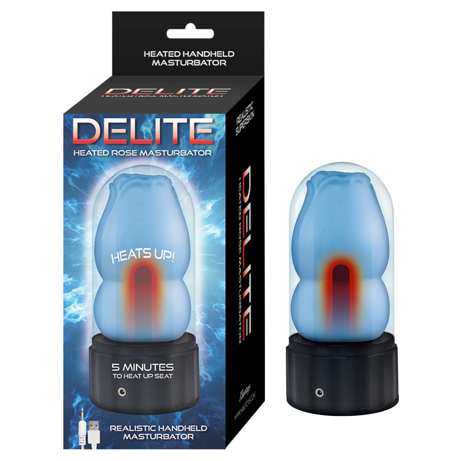 DELITE HEATED ROSE MASTURBATOR-BLUE