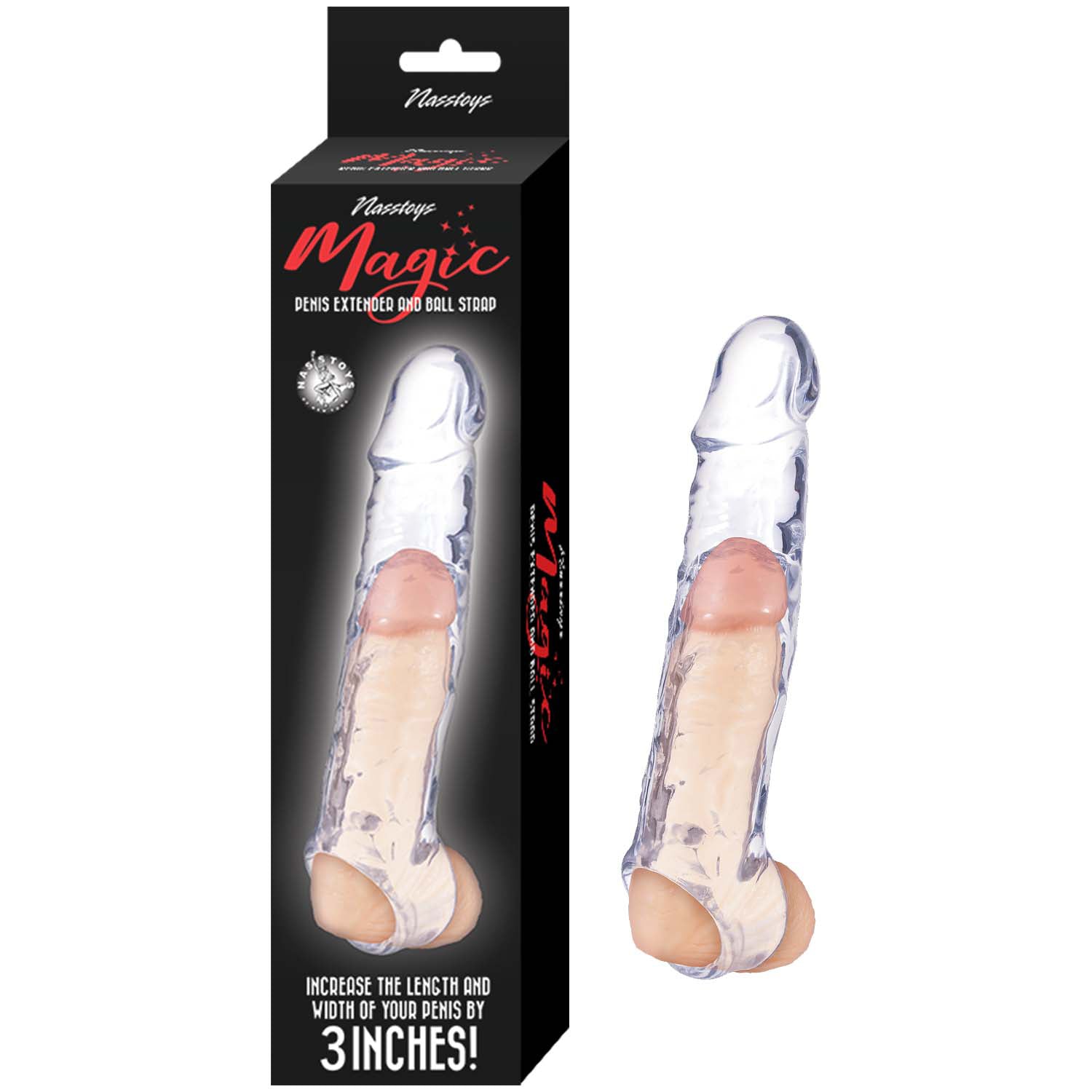 MAGIC PENIS EXTENDER & BALL STRAP 6.5"-CLEAR