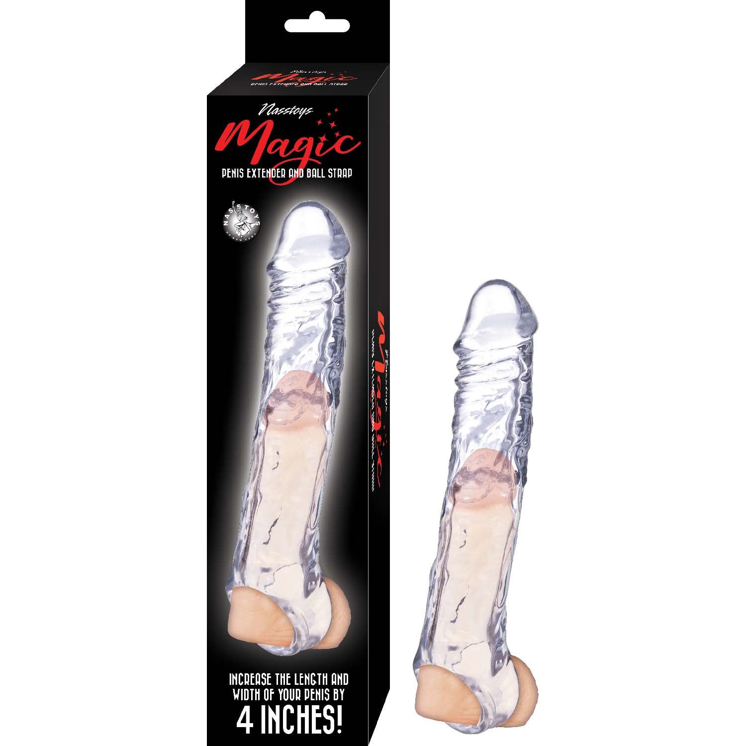MAGIC PENIS EXTENDER & BALL STRAP 7.5"-CLEAR