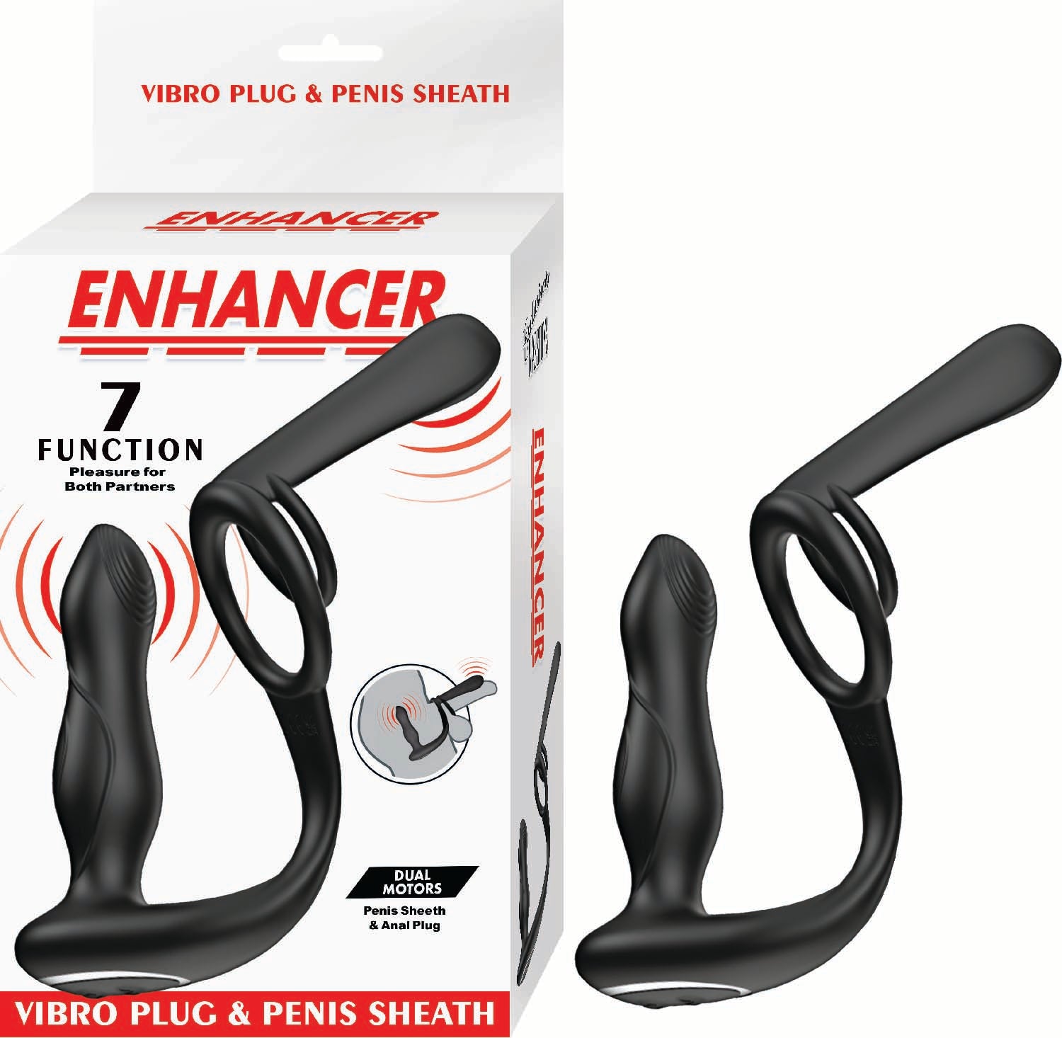ENHANCER VIBRO PLUG & PENIS SHEATH-BLACK