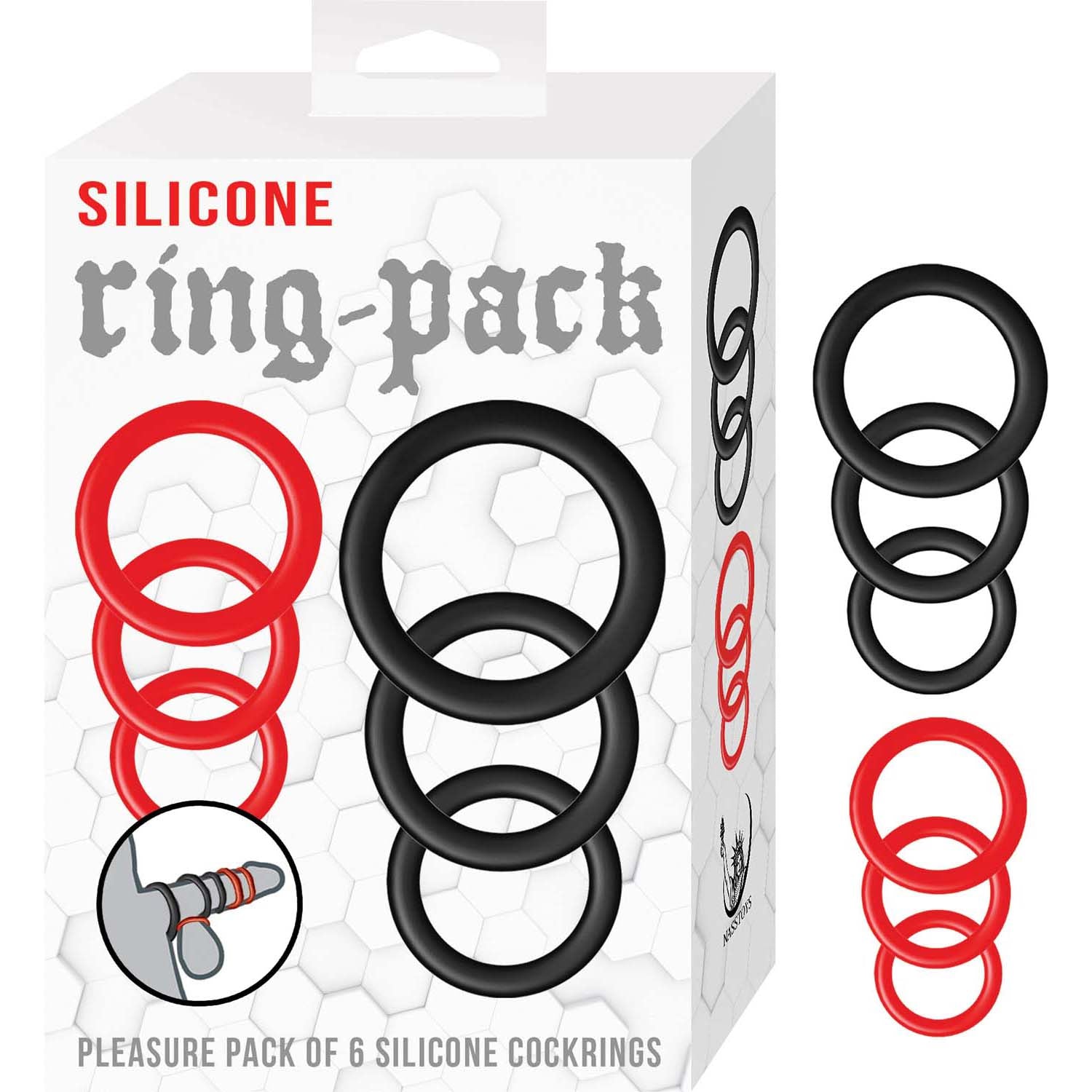 SILICONE RING-PACK-RED & BLACK