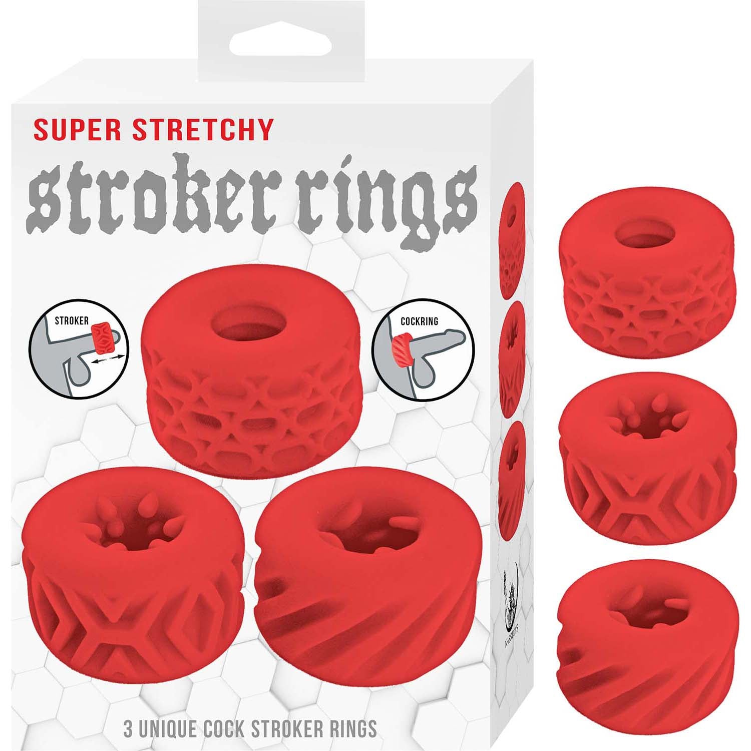 SUPER STRETCHY STROKER RINGS-RED