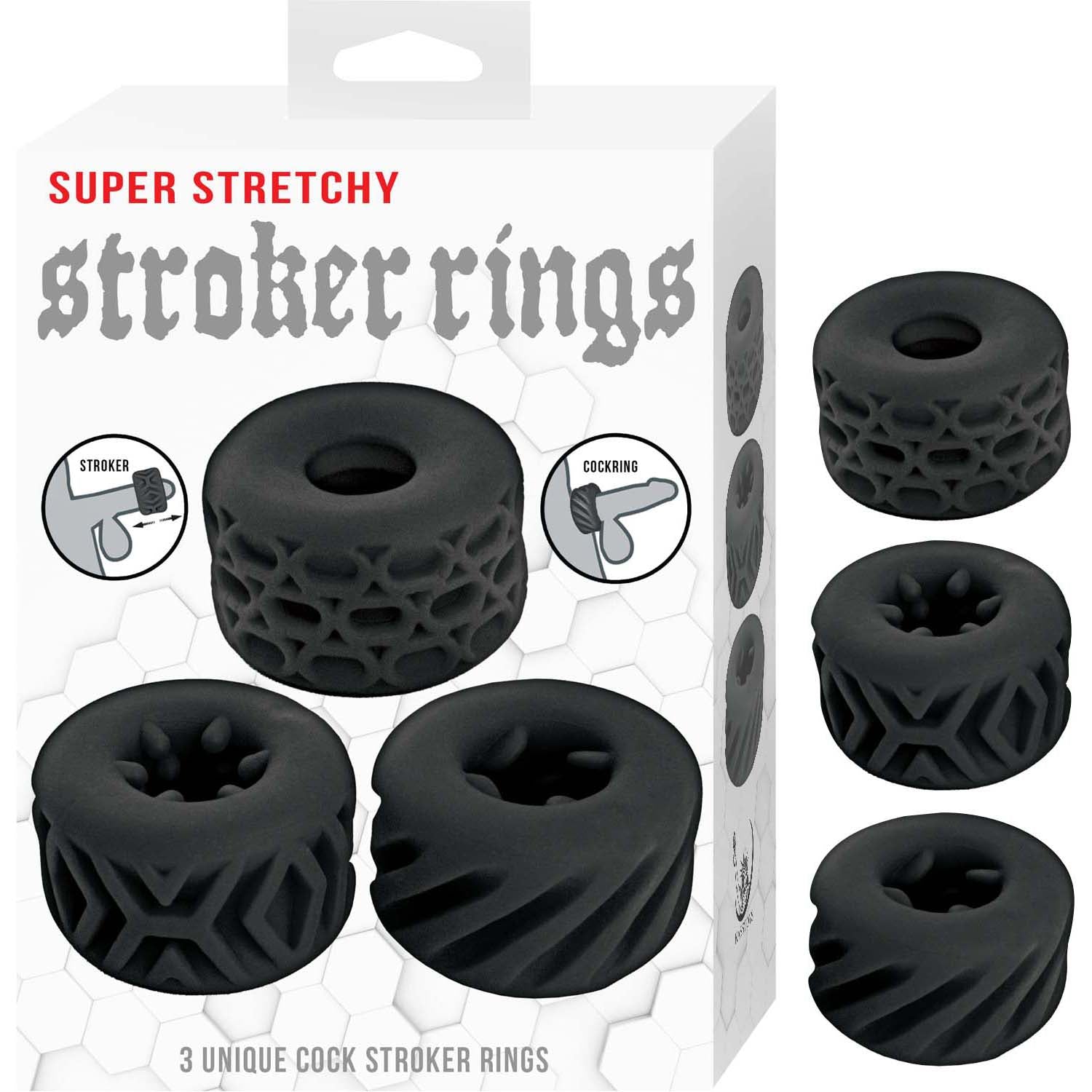 SUPER STRETCHY STROKER RINGS-BLACK